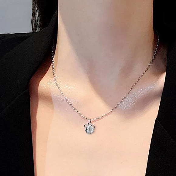 Sterling Silver Mickey Mouse Crystal Charm Necklace - Picture 4 of 7